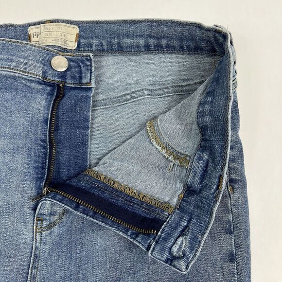 Free People Cropped Frayed Hem High Rise Medium Wash Stretch Jeans Size 31 R - Picture 4 of 9